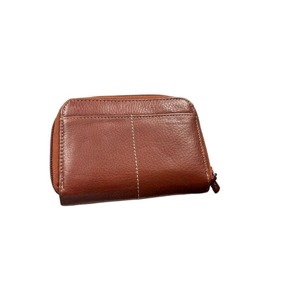 Kenneth Cole Brown Leather Zip-Around Wallet With Card Slots & Snap Pockets - Picture 4 of 11